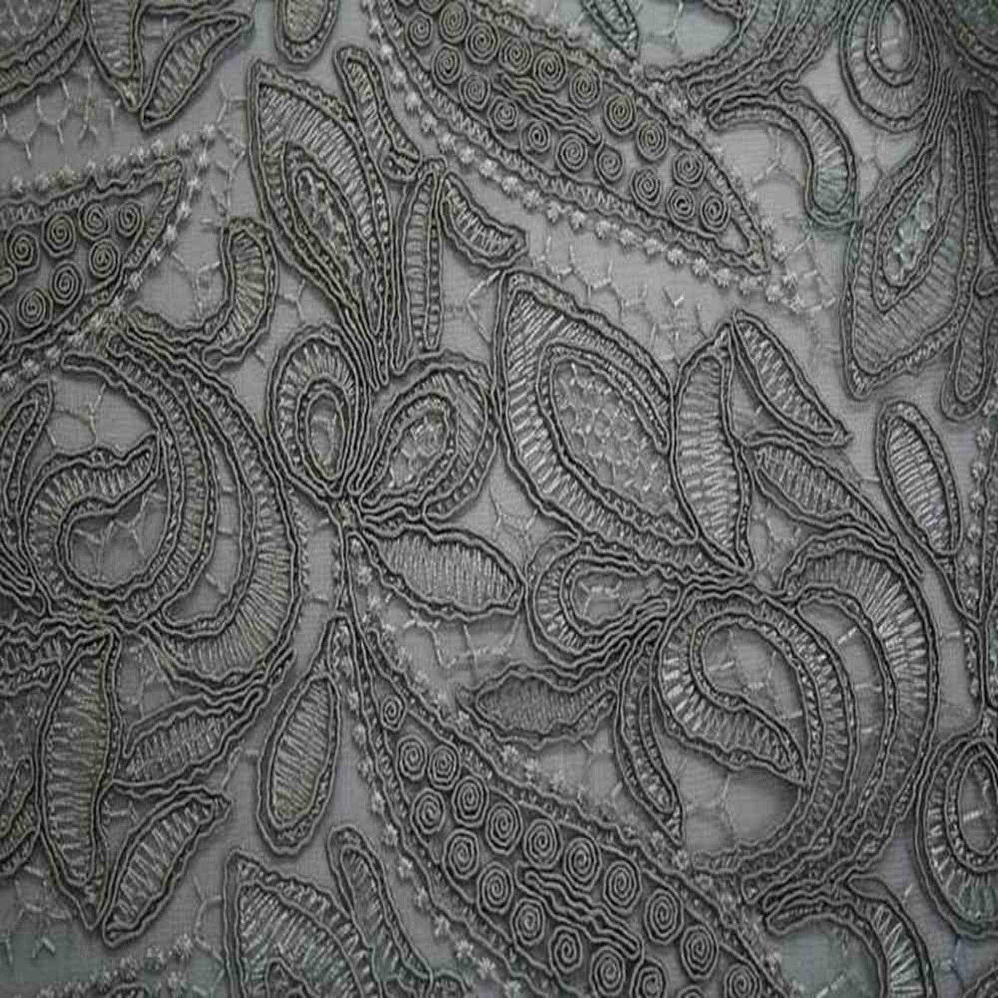Silver CREATION Glitter Embroidered Mesh Fabric. Lace Netting Material 52 Inch in Width Fabric by the Yard - 52 Inch Wide