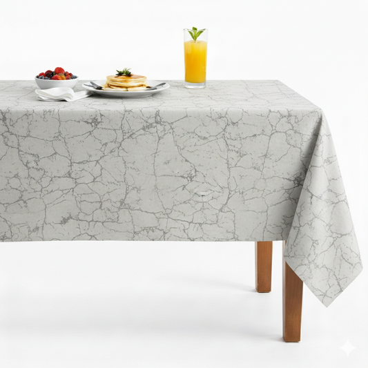 Calcutta Metallic Jacquard Tablecloth - Crystal