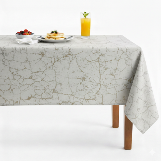 Calcutta Metallic Jacquard Embroidery Tablecloth - Antique