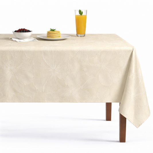 Cambridge Floral Jacquard Tablecloth - Beige