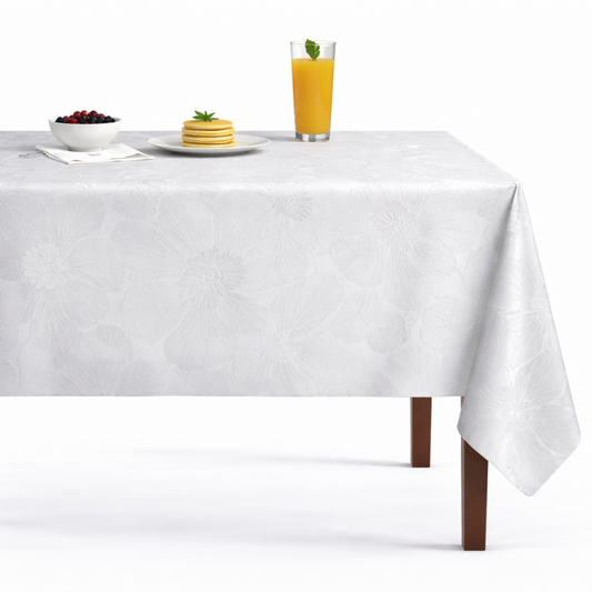 Cambridge Floral Jacquard Tablecloth - Crystal