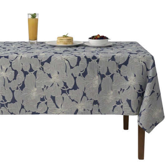 Cambridge Floral Jacquard Tablecloth - Navy