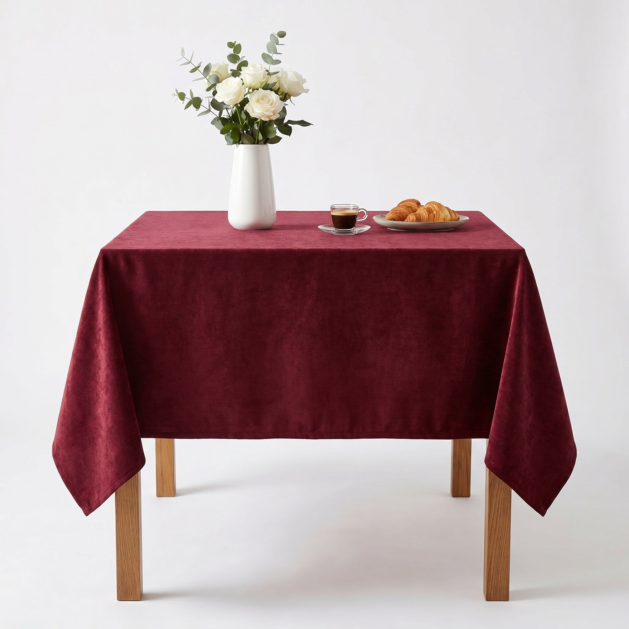 Chenille Burgundy Tablecloth