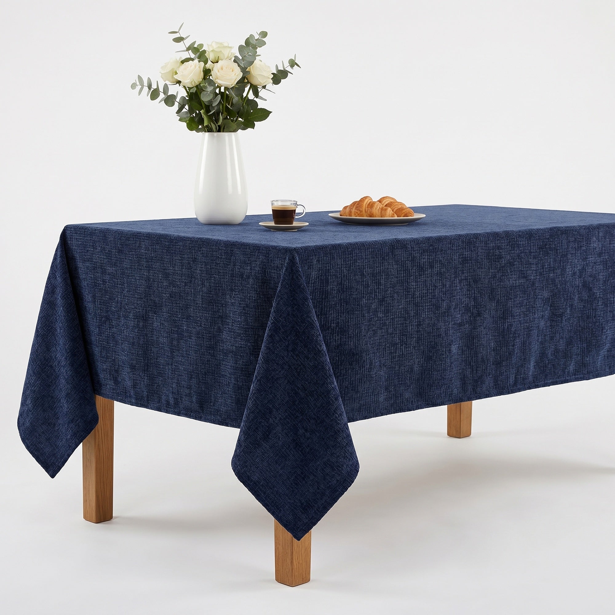 Chenille Navy Tablecloth