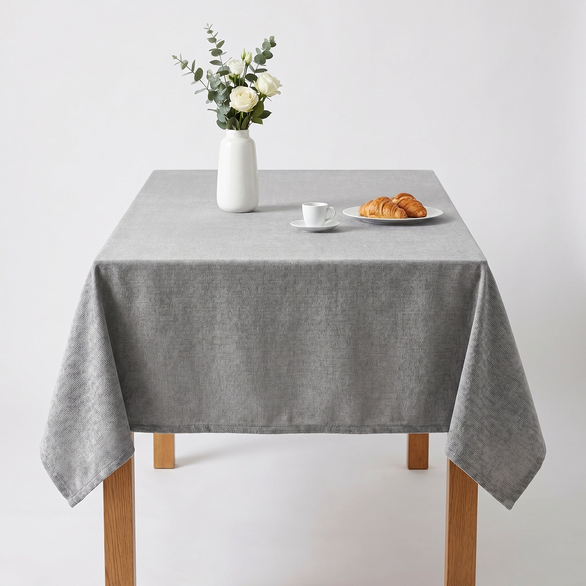 Chenille Silver Tablecloth