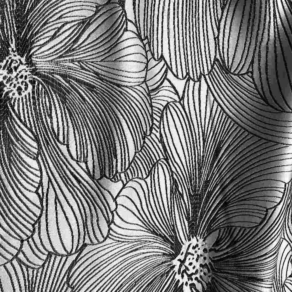 Onyx Delhi Metallic Flower Jacquard Fabric - 120 Inch. in Width Fabric by the Yard - 120 Inch Wide