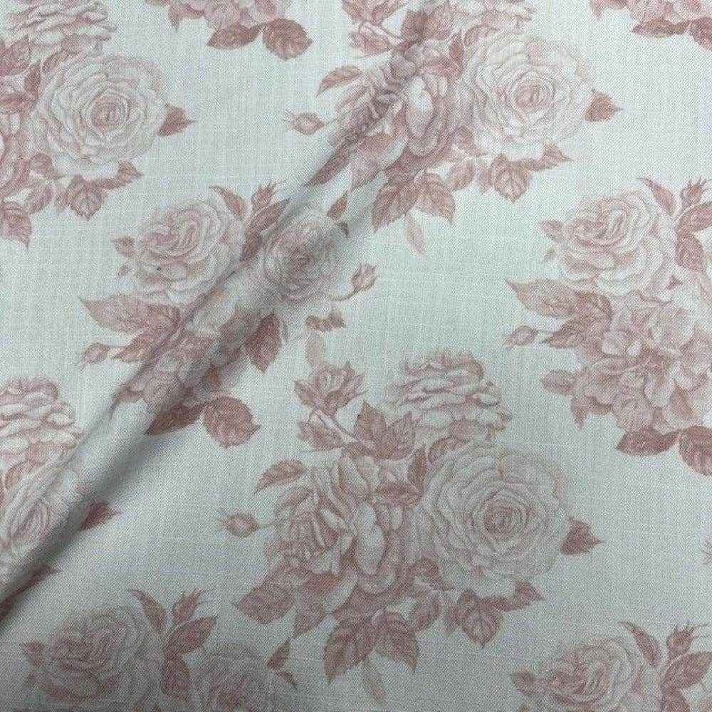 Pink Derby Floral Digital Print Fabric - Linen Look - 115 Inch. in Width Fabric by the Yard - 115 Inch Wide
