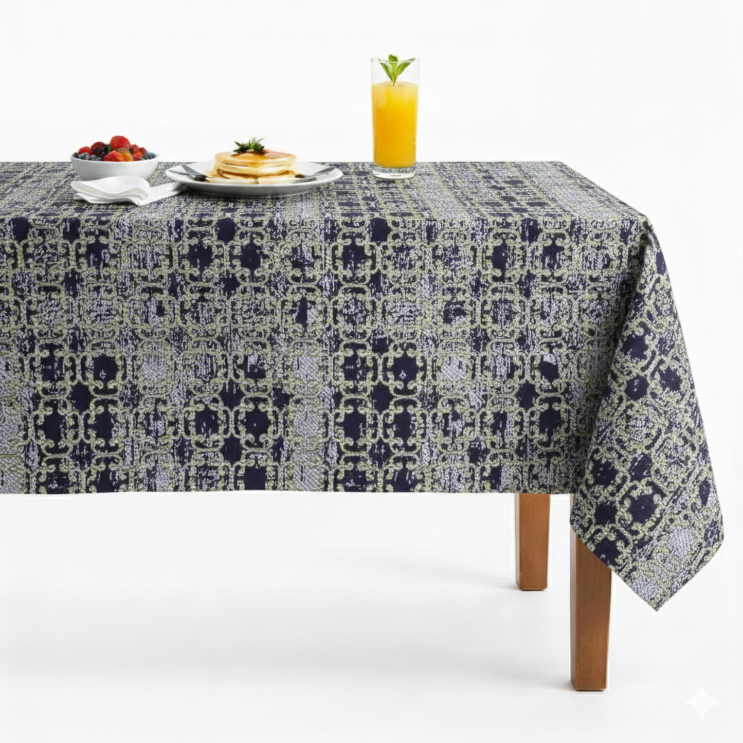 Denver Jacquard Tablecloth - Gold/Navy