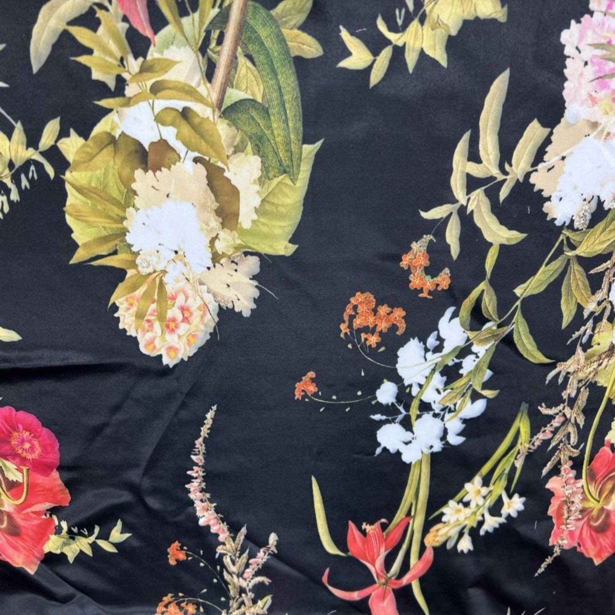 Black Festoon Digital Print Fabric - Cotton Hand - 58 Inch. in Width Fabric by the Yard - 58 Inch Wide