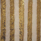 Gold/Ivory FIESTA Striped Sequin Fabric on Mesh Material Fabric by the Yard - 52 Inch Wide