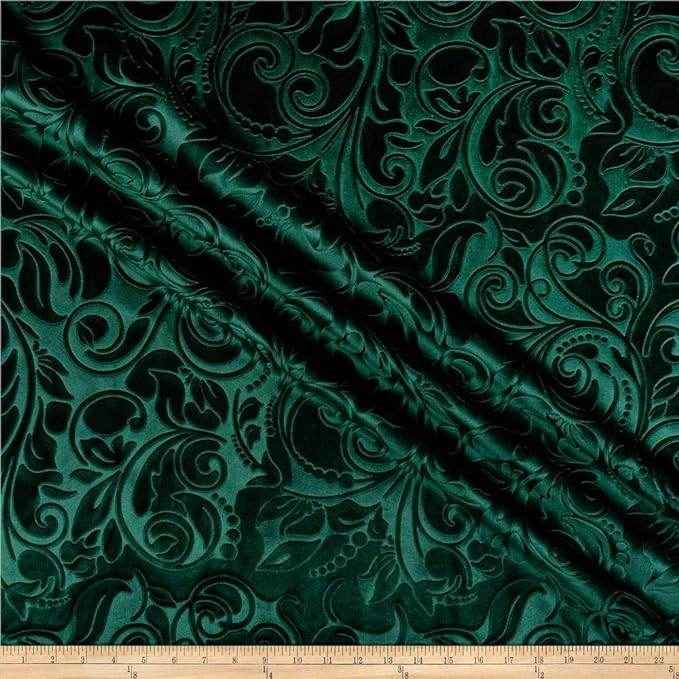Forest Brocade Scroll Velvet Fabric by the Yard - 58 Inch Wide