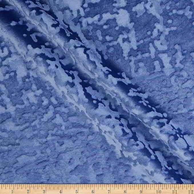 French Blue Abstract Crushed Velvet Fabric by the Yard - 118 Inch Wide
