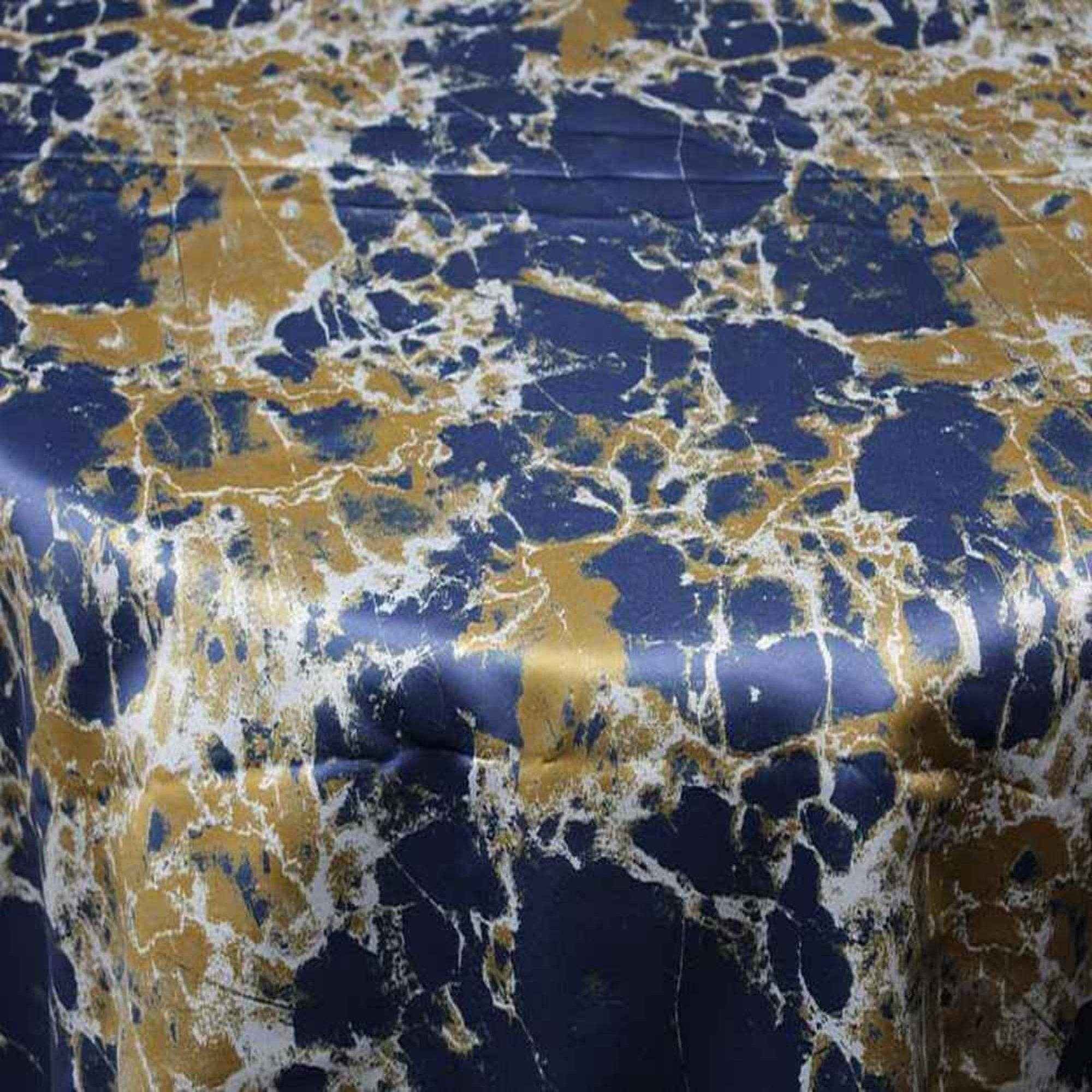 Blue/Gold GRANITE - Digital Print Satin Fabric - Cotton Hand - 58 Inch. in Width Fabric by the Yard - 58 Inch Wide