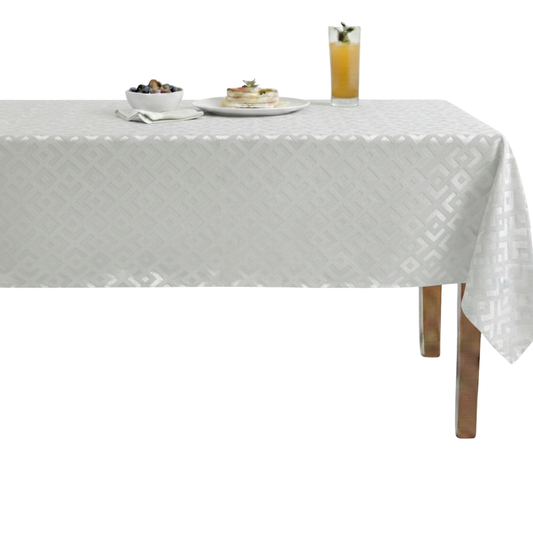 Gate Brocade Velvet Tablecloth – White