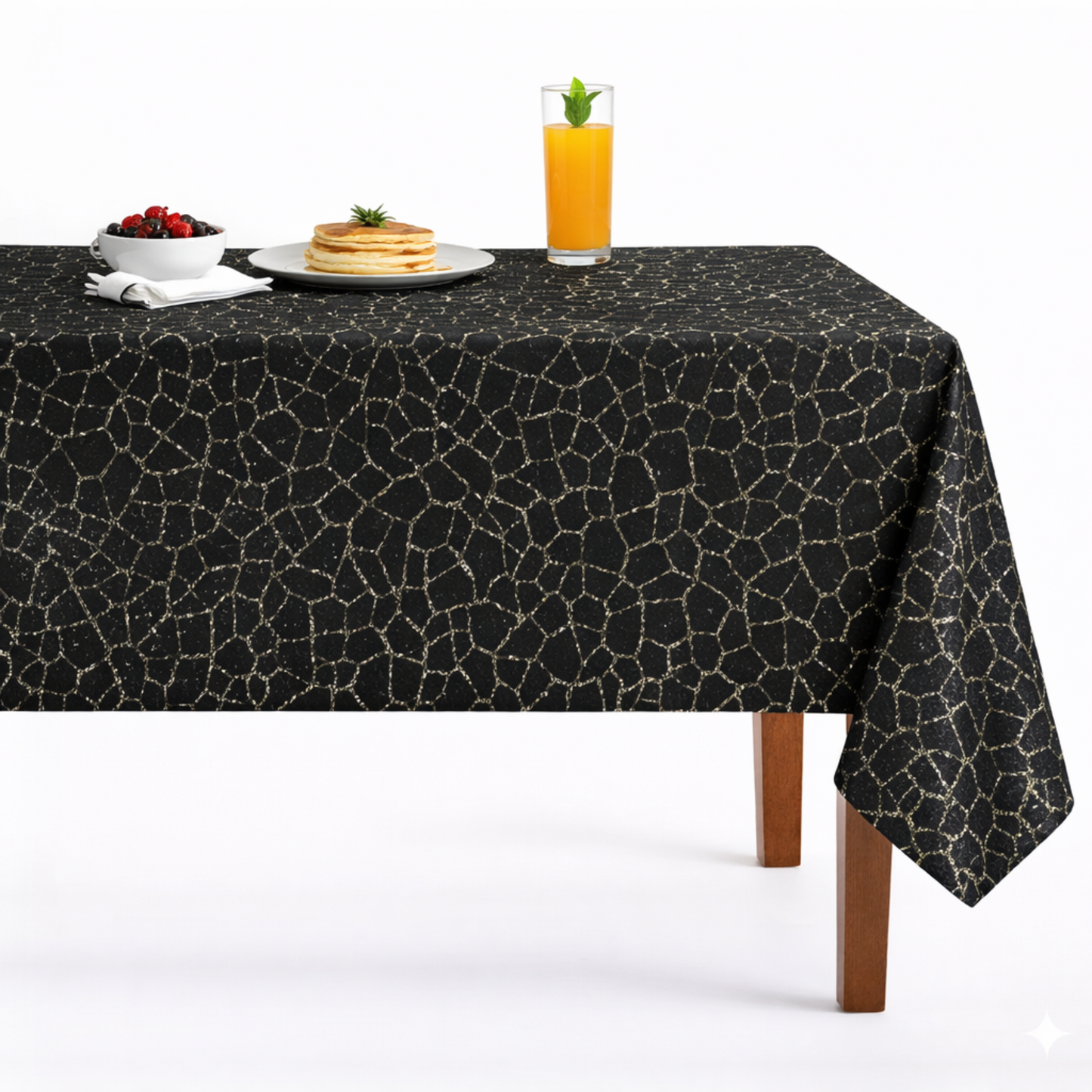 Gravel Metallic Jacquard Tablecloth - Midnight