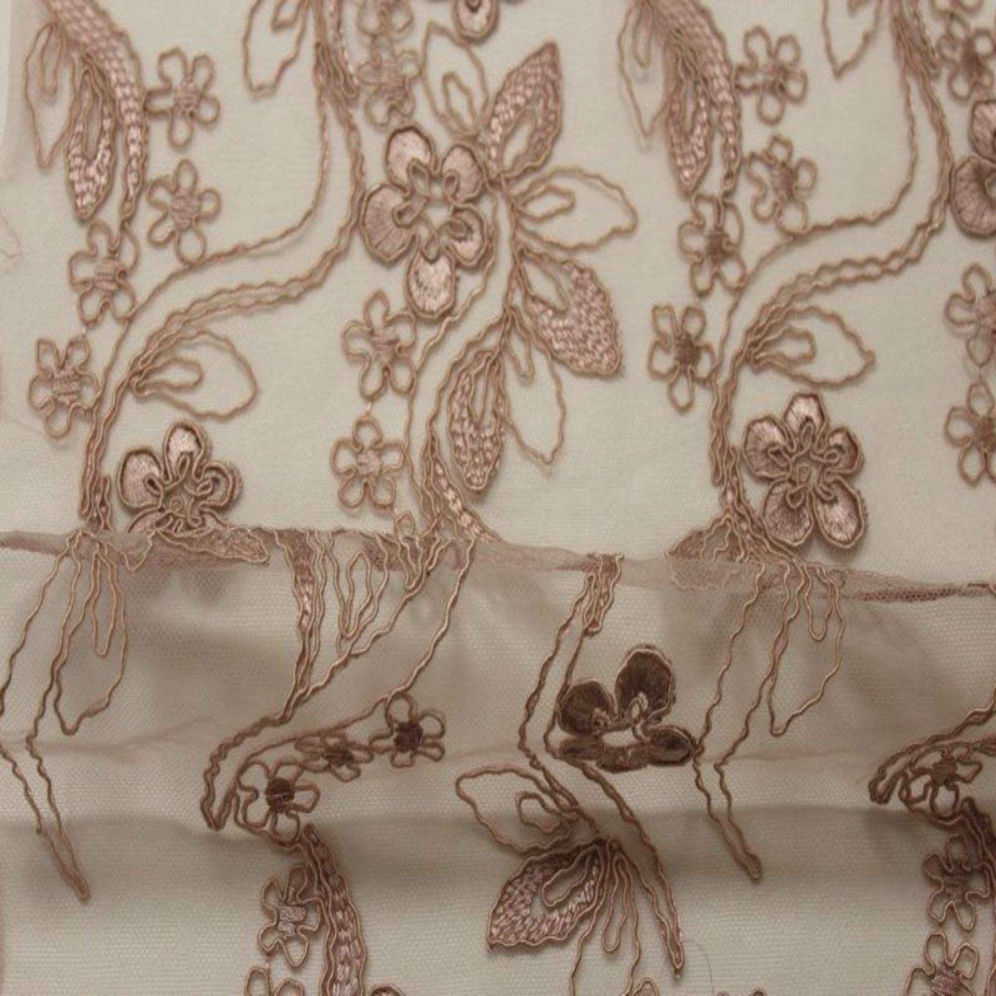 Blush HOLIDAY Embroidered Mesh Fabric. Lace Netting Material 54 Inch in Width Fabric by the Yard - 54 Inch Wide