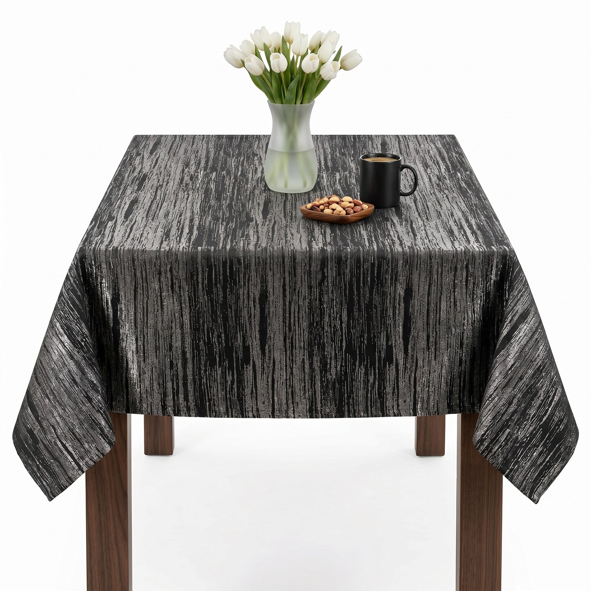 Inline Black Silver Tablecloth