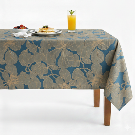 Blue Cambridge Floral Jacquard Tablecloth