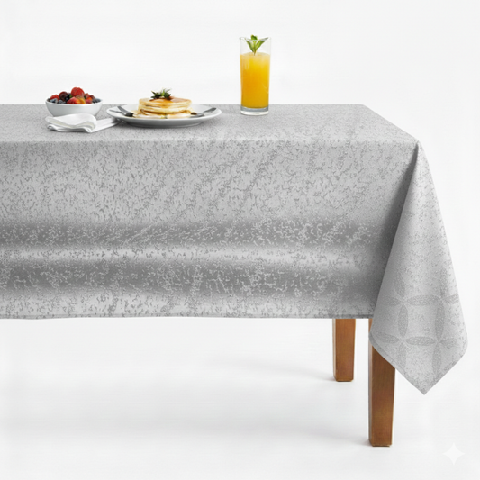 Beaconsfield Metallic Jacquard Tablecloth - Crystal