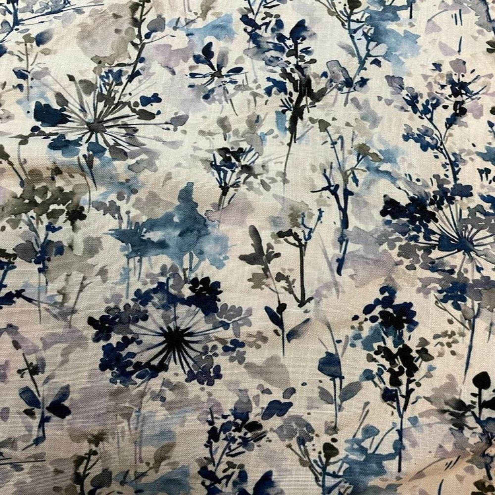 Blue Lily Digital Print Fabric - Cotton Hand - 58 Inch. in Width Fabric by the Yard - 58 Inch Wide