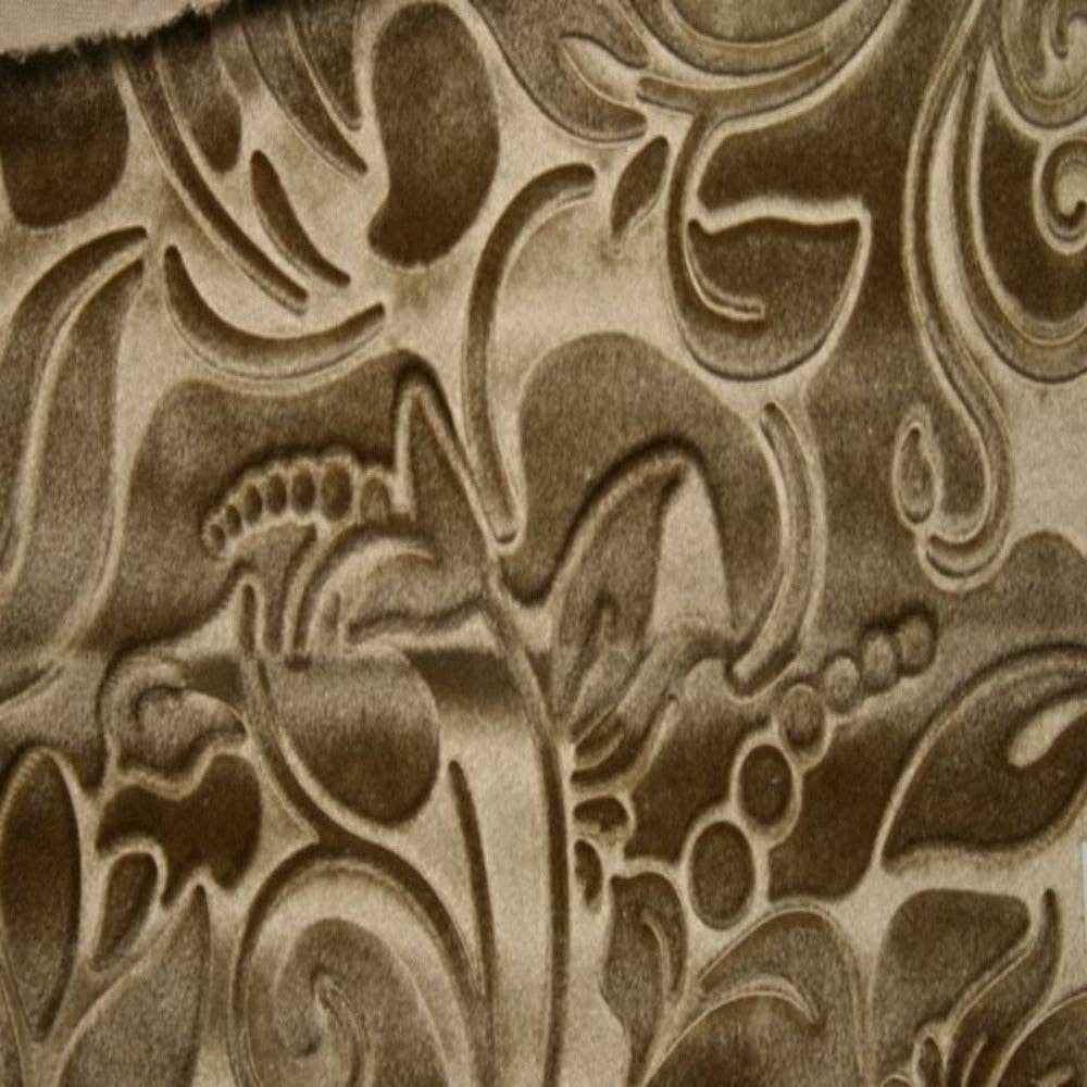 Gold Brocade Scroll Velvet Fabric by the Yard - 58 Inch Wide
