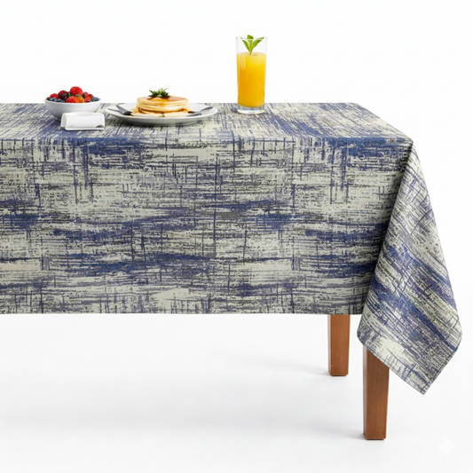 Lynsfield Metallic Jacquard Print Tablecloth - Blue