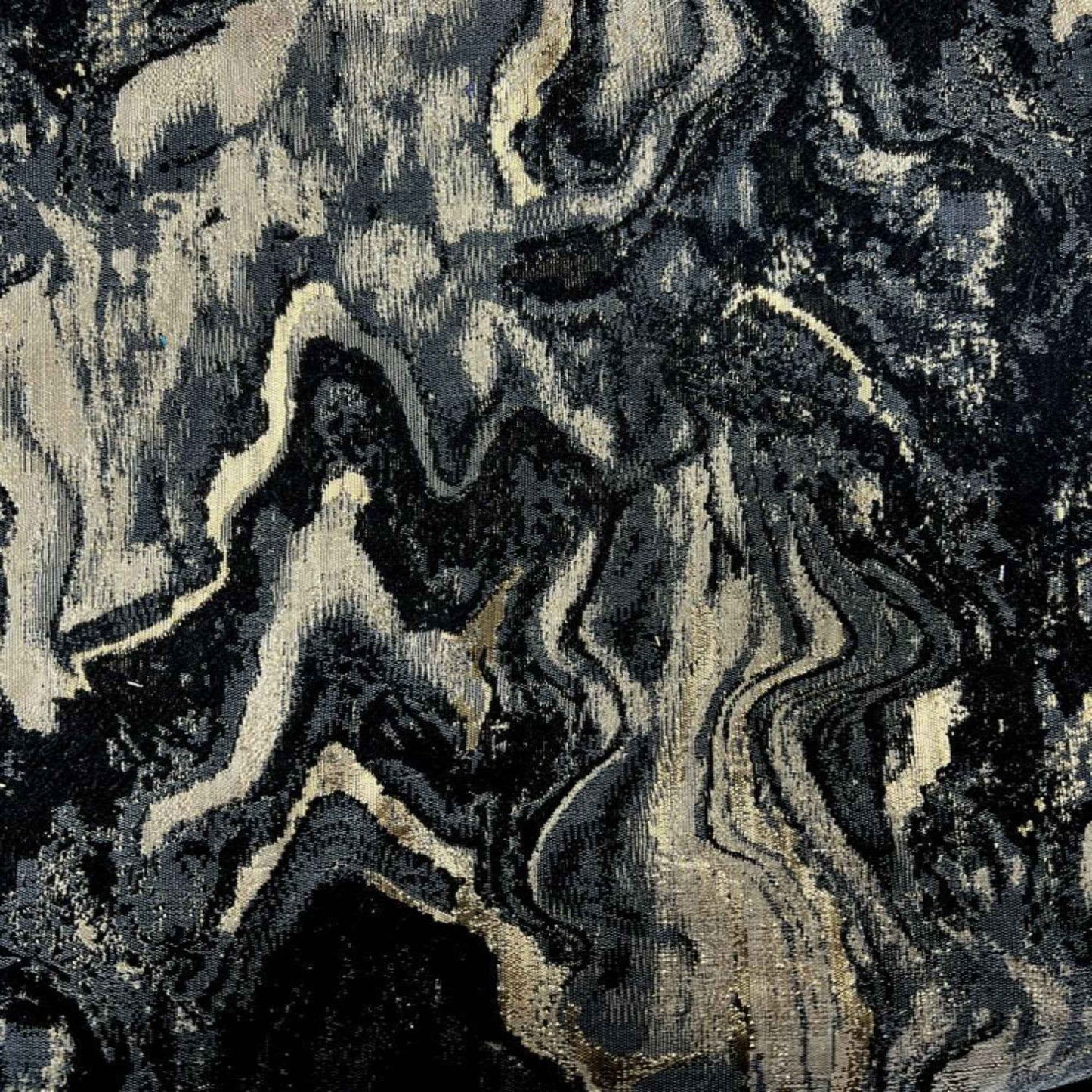 MILANO Jacquard Print Metallic Marbleized - Tablecloth - Black-Gold