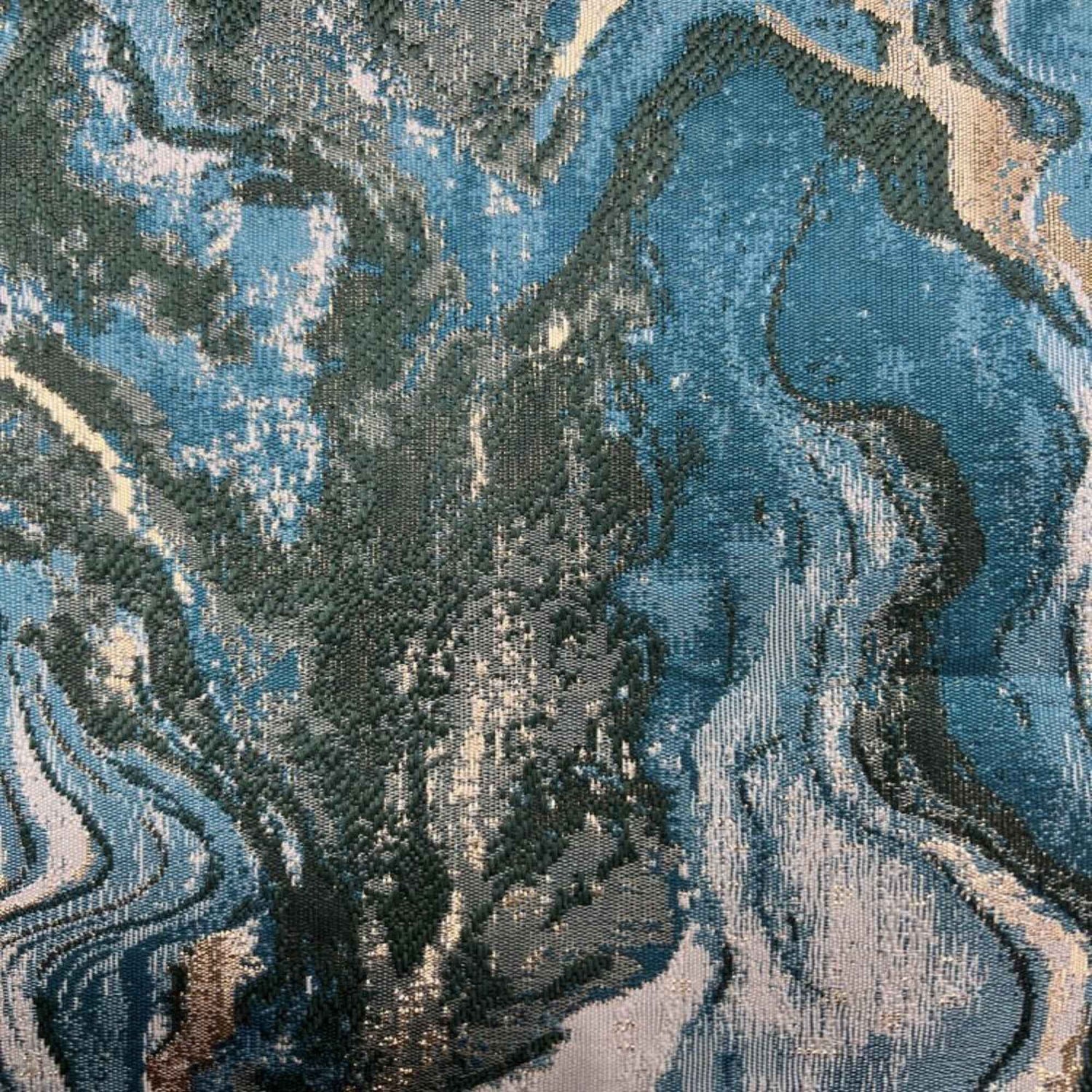 Turquoise MILANO Jacquard Print Metallic Marbleized - Custom Tablecloths