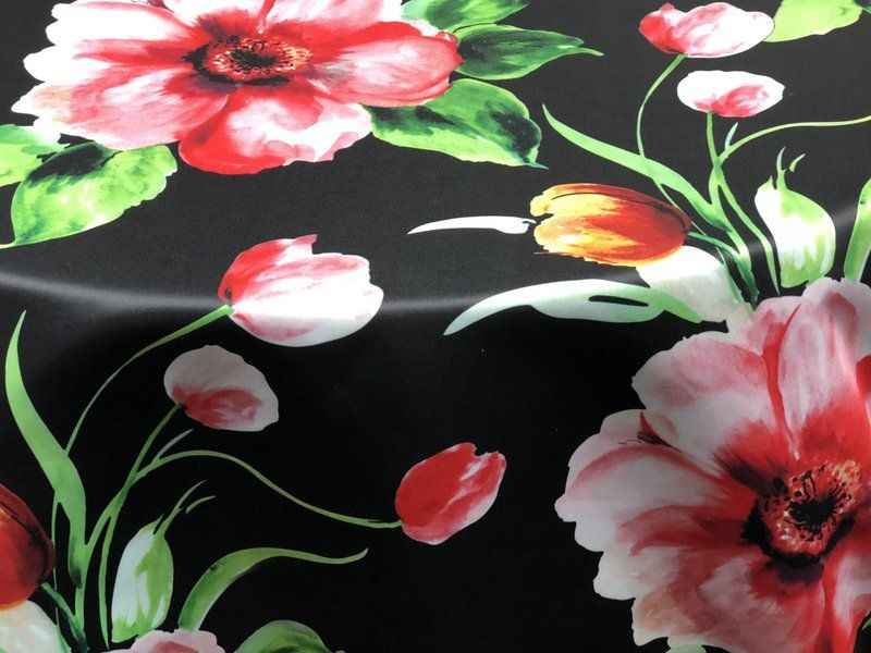 Tropical Printed Tablecloth – Rose/black