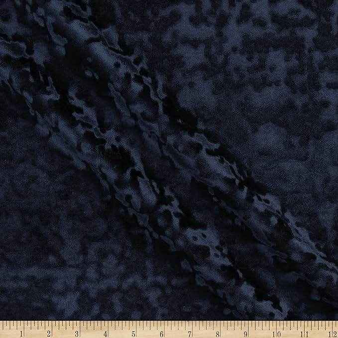 Navy Abstract Crushed Velvet Fabric by the Yard - 118 Inch Wide