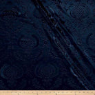 Navy Brocade Damask Velvet Fabric by the Yard - 58 Inch Wide