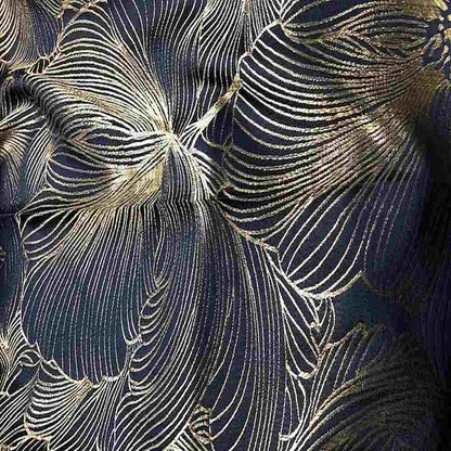 Navy Delhi Metallic Flower Jacquard - Custom Tablecloths