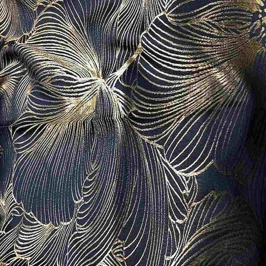 Navy Delhi Metallic Flower Jacquard - Custom Tablecloths