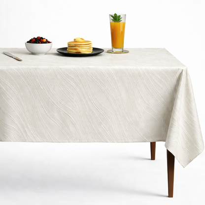 New Delhi Metallic Jacquard Tablecloth - Antique White