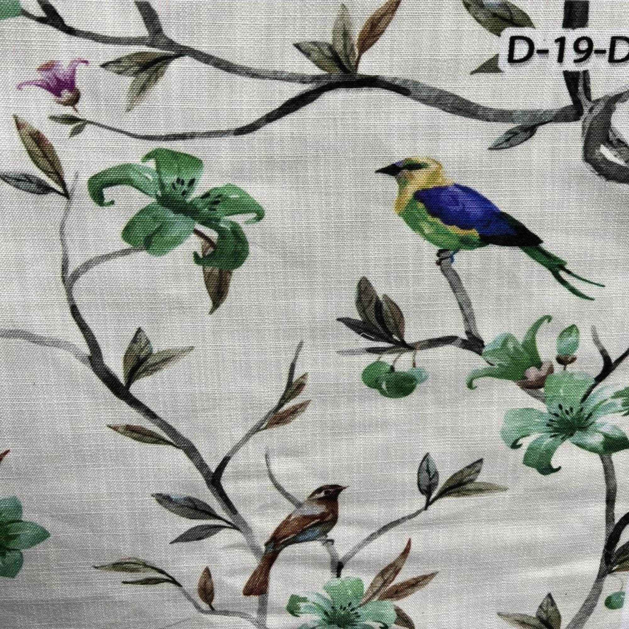 Mint Parrot Digital Print Fabric - Cotton Hand - 58 Inch. in Width Fabric by the Yard - 58 Inch Wide
