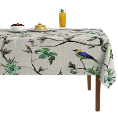 Parrot Digital Print Fabric Tablecloth - Mint
