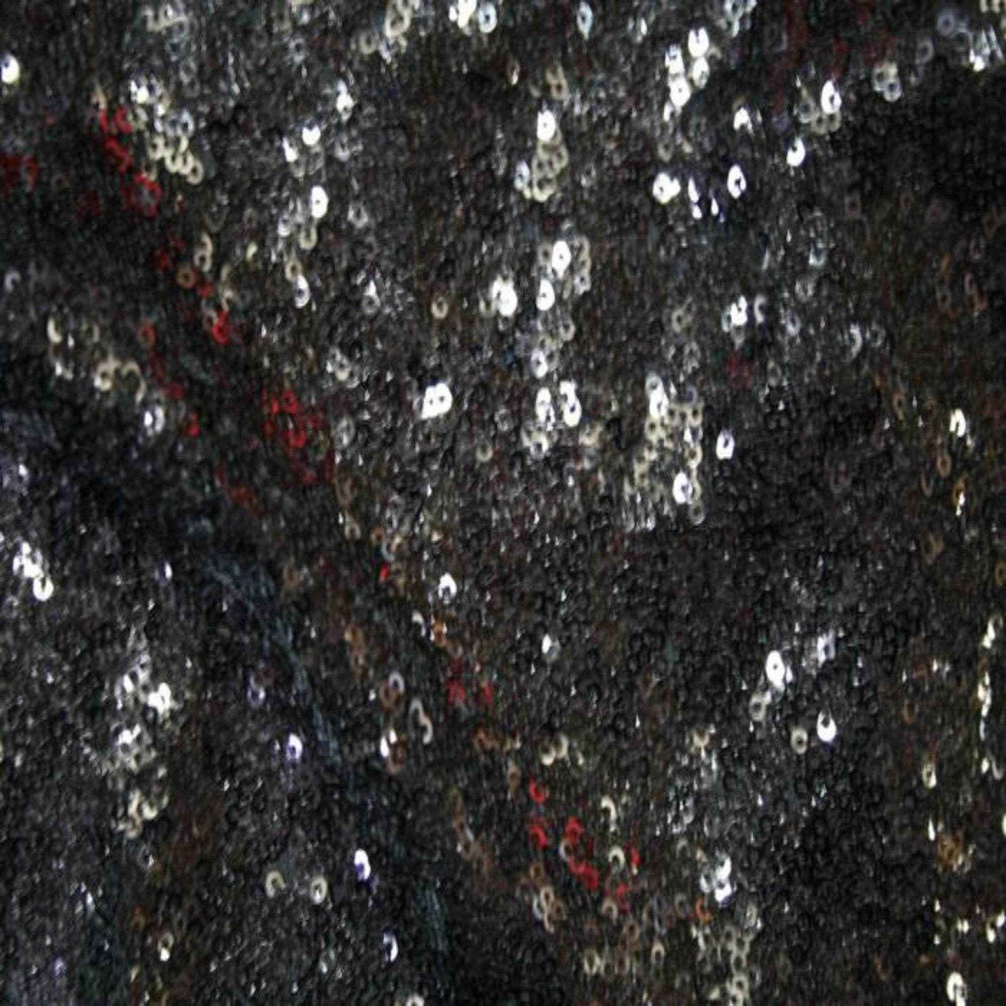 Black QUINCY Sequin Fabric on Mesh Material Fabric by the Yard - 52 Inch Wide