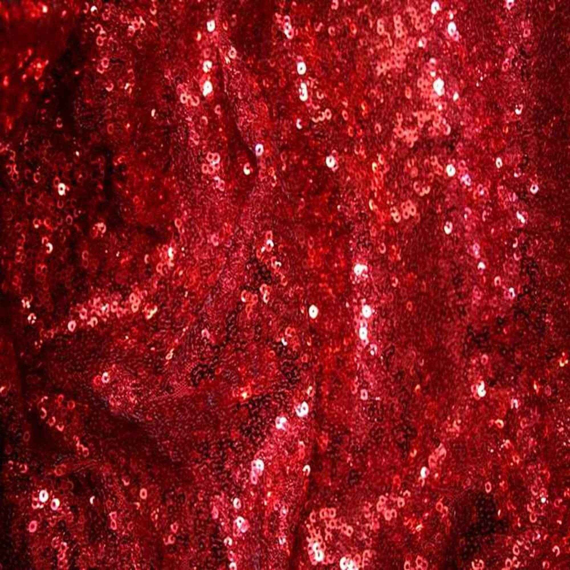 Red QUINCY Sequin Fabric on Mesh Material Fabric by the Yard - 52 Inch Wide