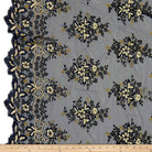 Navy/Gold Rowley Sequin Embroidered Mesh Fabric. Lace Netting Material - 52 Inch in Width Fabric by the Yard - 52 Inch Wide