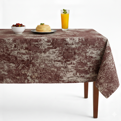 Stardust Metallic Jacquard Tablecloth - Burgundy