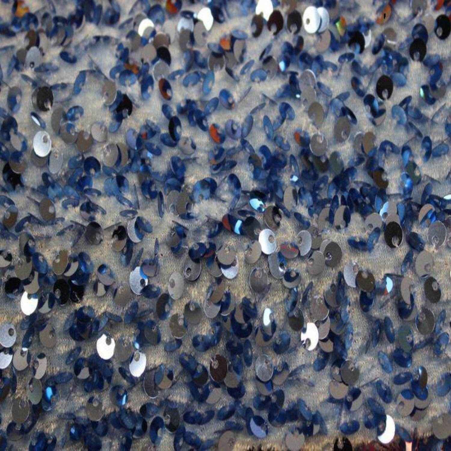 French Blue Stretch Velvet Sequin Fabric by the Yard - 48 Inch Wide