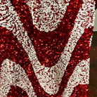 Red/White Selectra Waves Stretch Velvet Sequin Fabric by the Yard - 48 Inch Wide