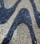 Sky Blue/White Selectra Waves Stretch Velvet Sequin Fabric by the Yard - 48 Inch Wide