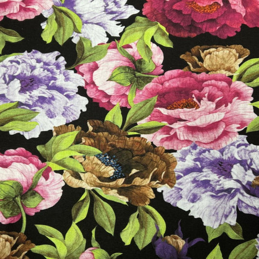 SPRING GARDEN Floral Digital Print | Tablecloth - Black