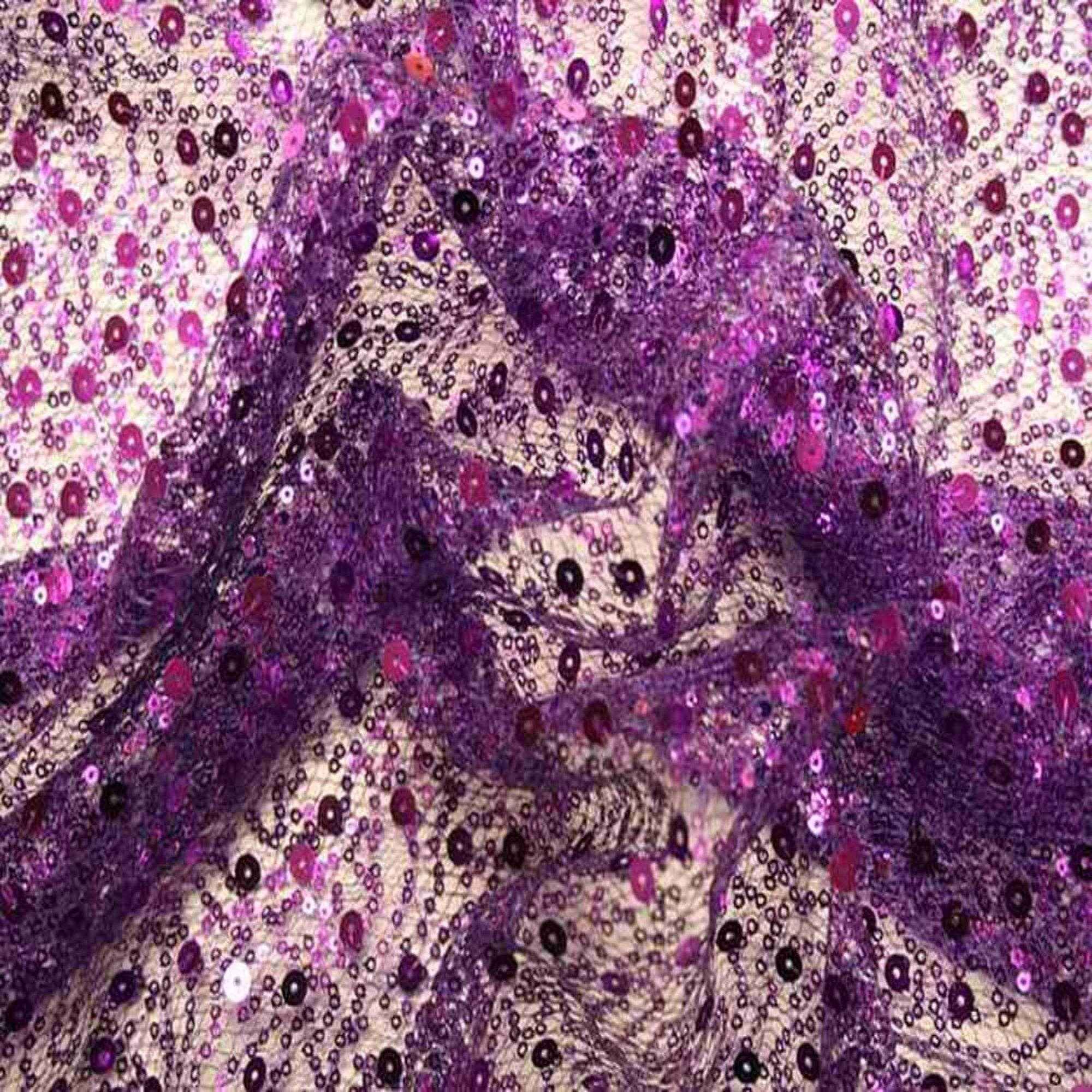 Purple SPRINKLE Two Size Sequin Fabric on Sheer Material Fabric by the Yard - 52 Inch Wide