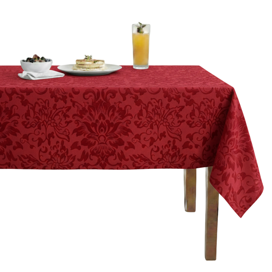 Vails Brocade Velvet Tablecloth - Red
