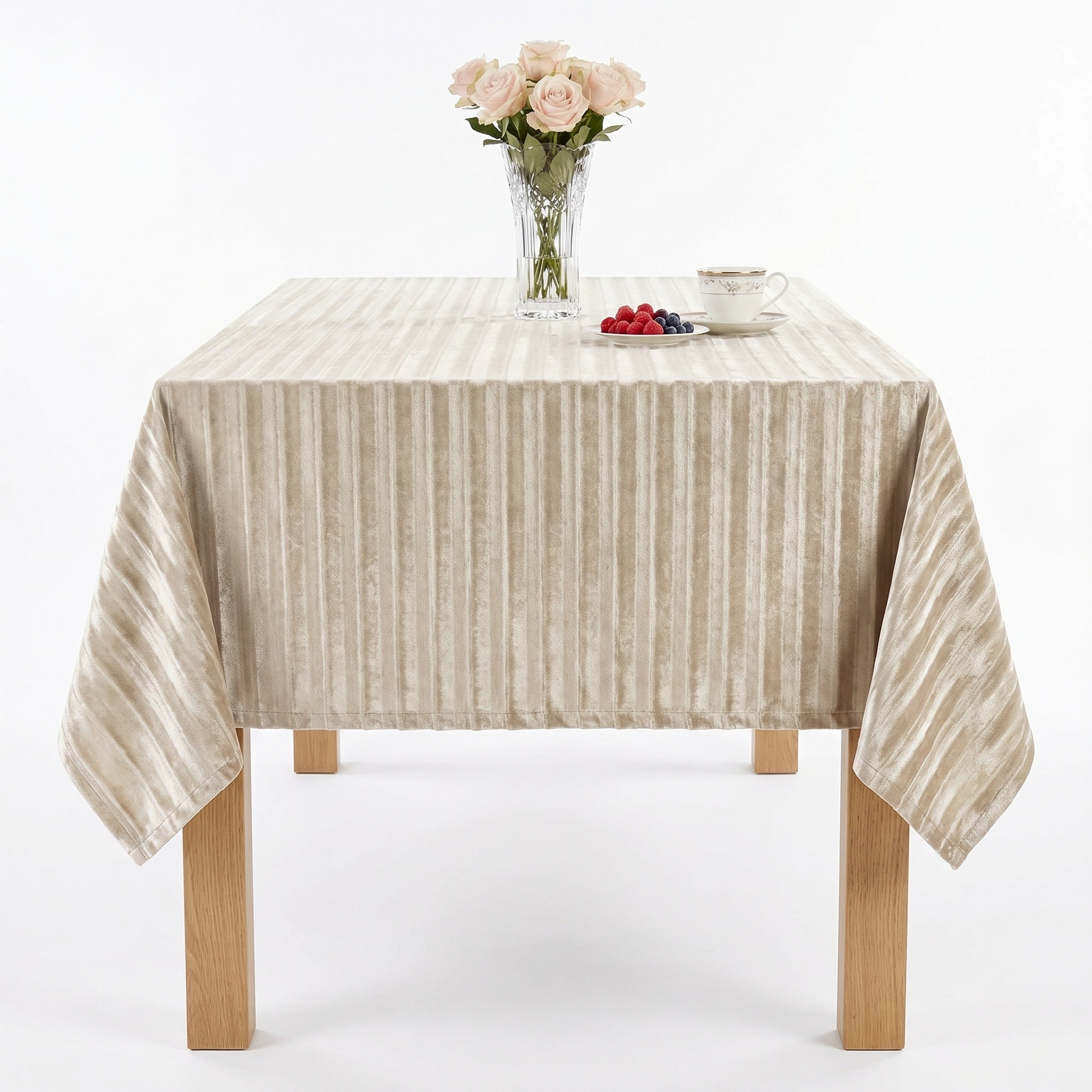 Shadow Stripe White Tablecloth
