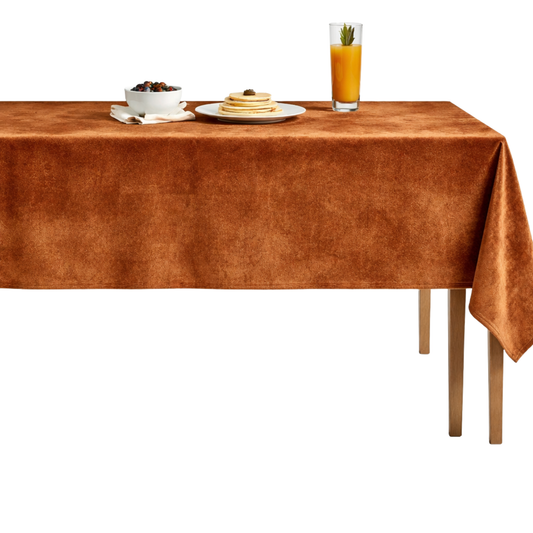 Shiny Velvet Tablecloth - Rust