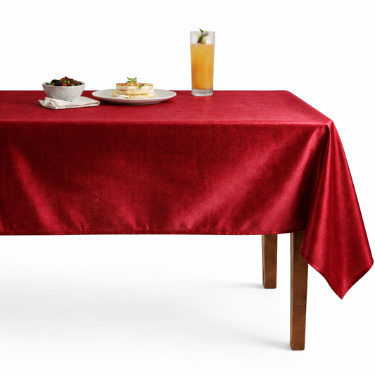 Shiny Velvet  Tablecloth Fire Red