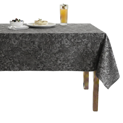 Abstract Crushed Velvet Tablecloth –Silver